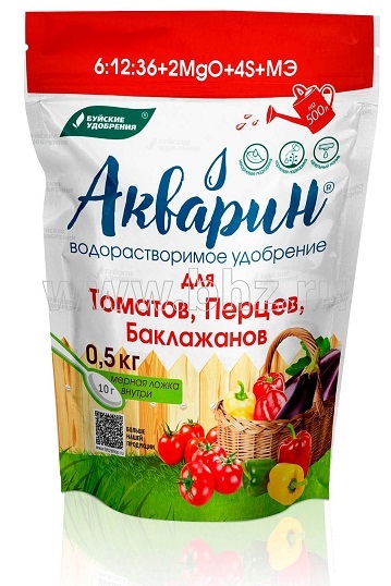 Уд. БХЗ Акварин для Томатов, перцев, баклажанов (дой-пак) 0,5 кг/ 12 шт Буй